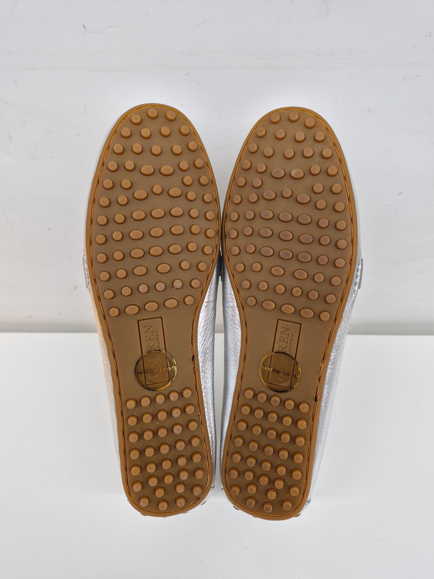 Lauren Ralph Lauren Driving Shoes 8B Lady's Silver 14557