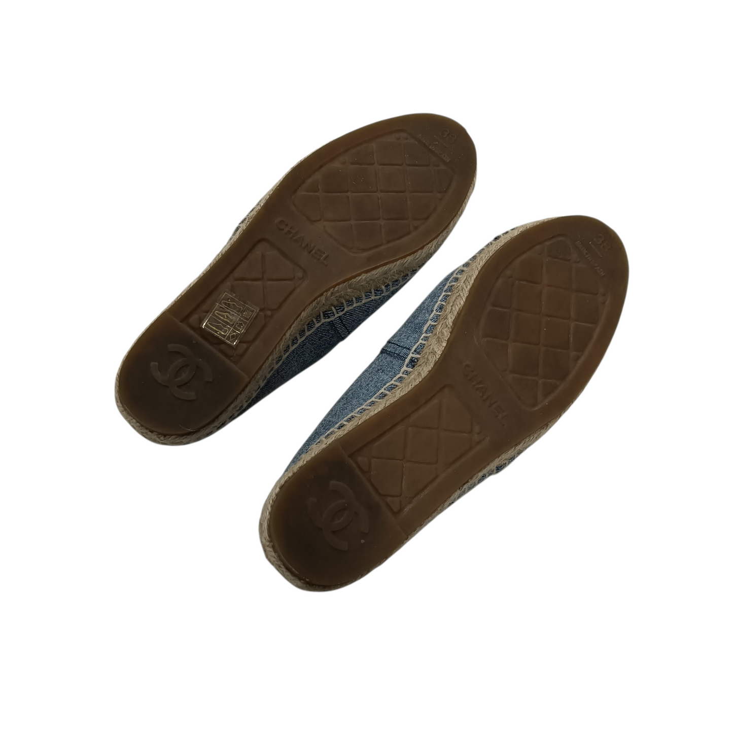 CHANEL Espadrille Lady's Size 38 Blue BG29762