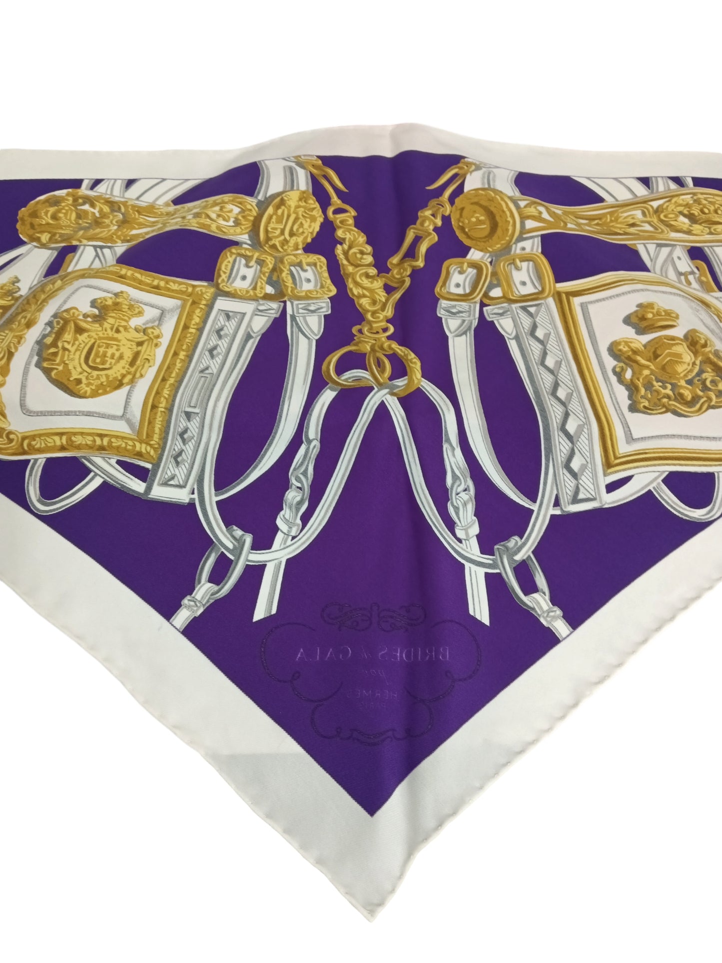 HERMES SCARF POINTE LADY'S WHITE/PURPLE
