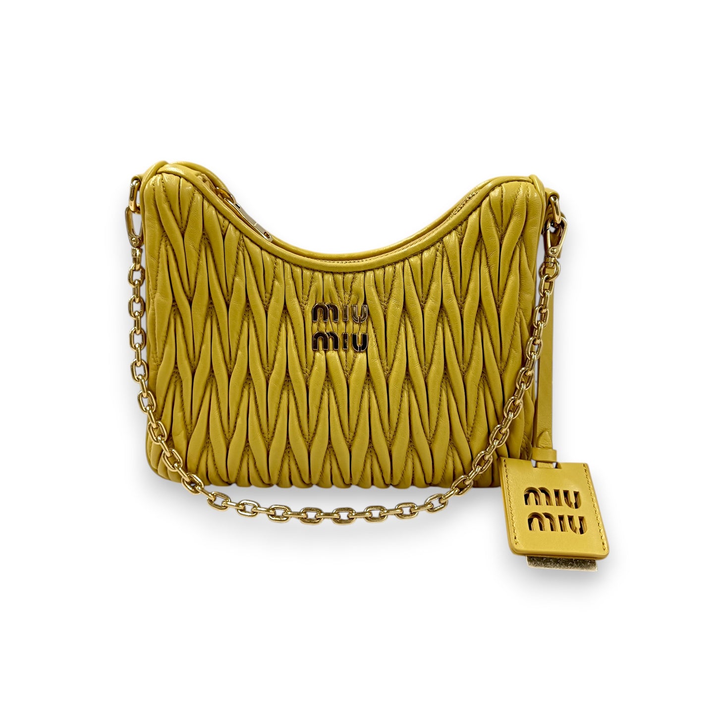 MIU MIU 2WAY Bag 5BH211 Rank (B) Yellow * inside Stain Matelasse N