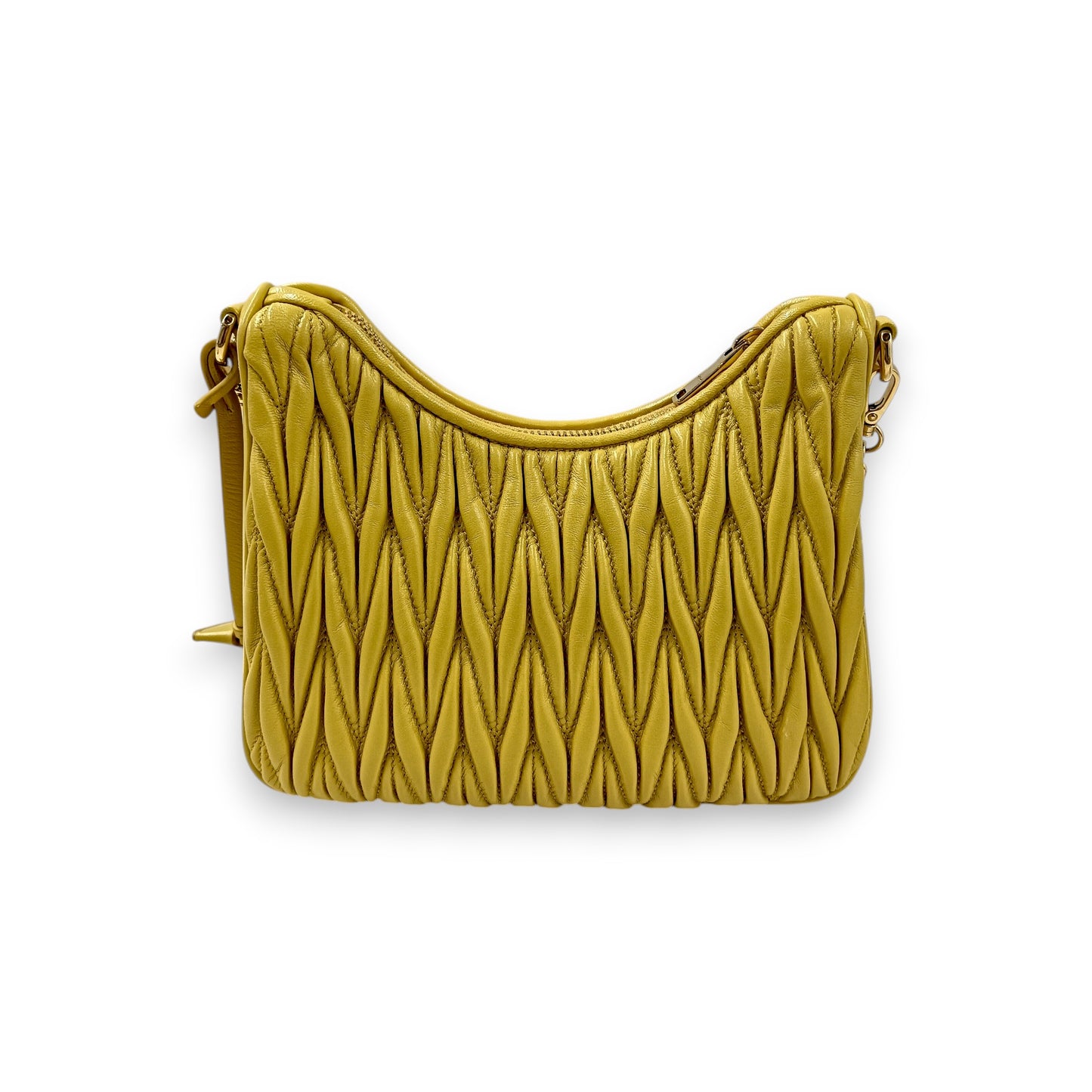 MIU MIU 2WAY Bag 5BH211 Rank (B) Yellow * inside Stain Matelasse N