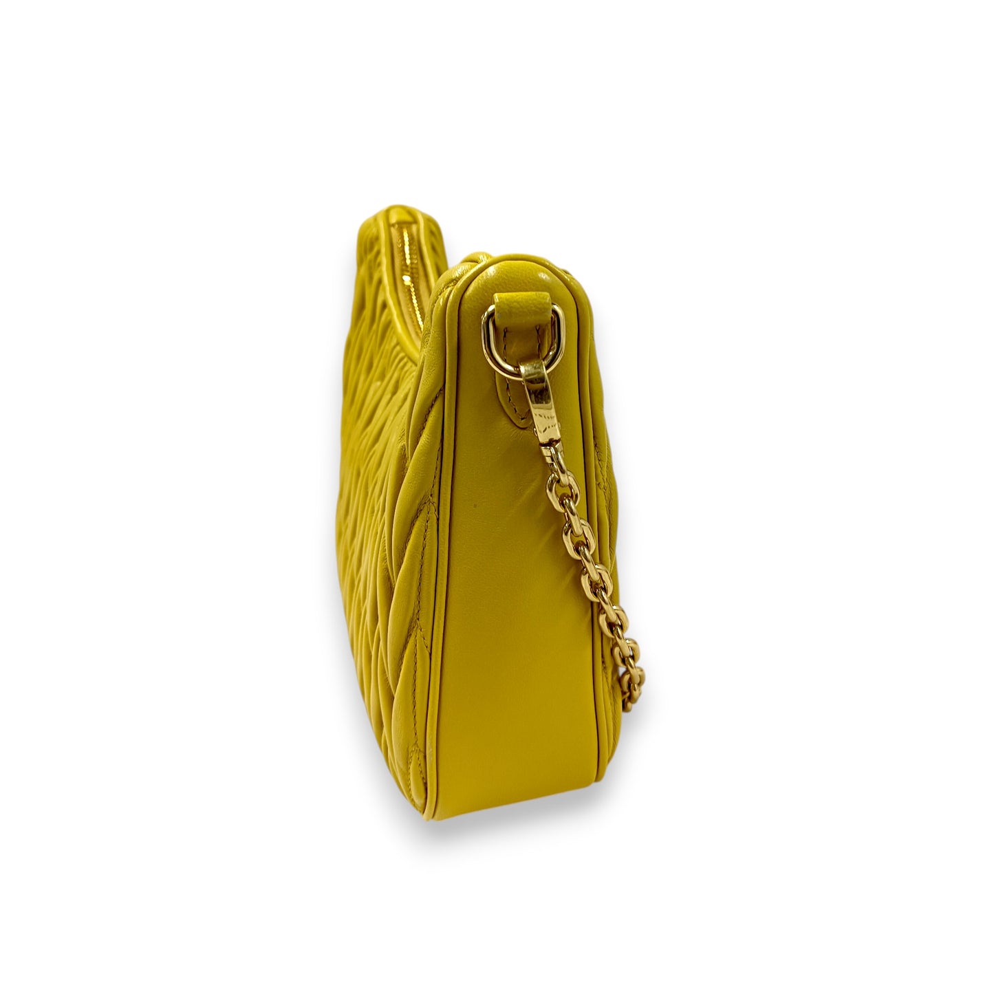 MIU MIU 2WAY Bag 5BH211 Rank (B) Yellow * inside Stain Matelasse N