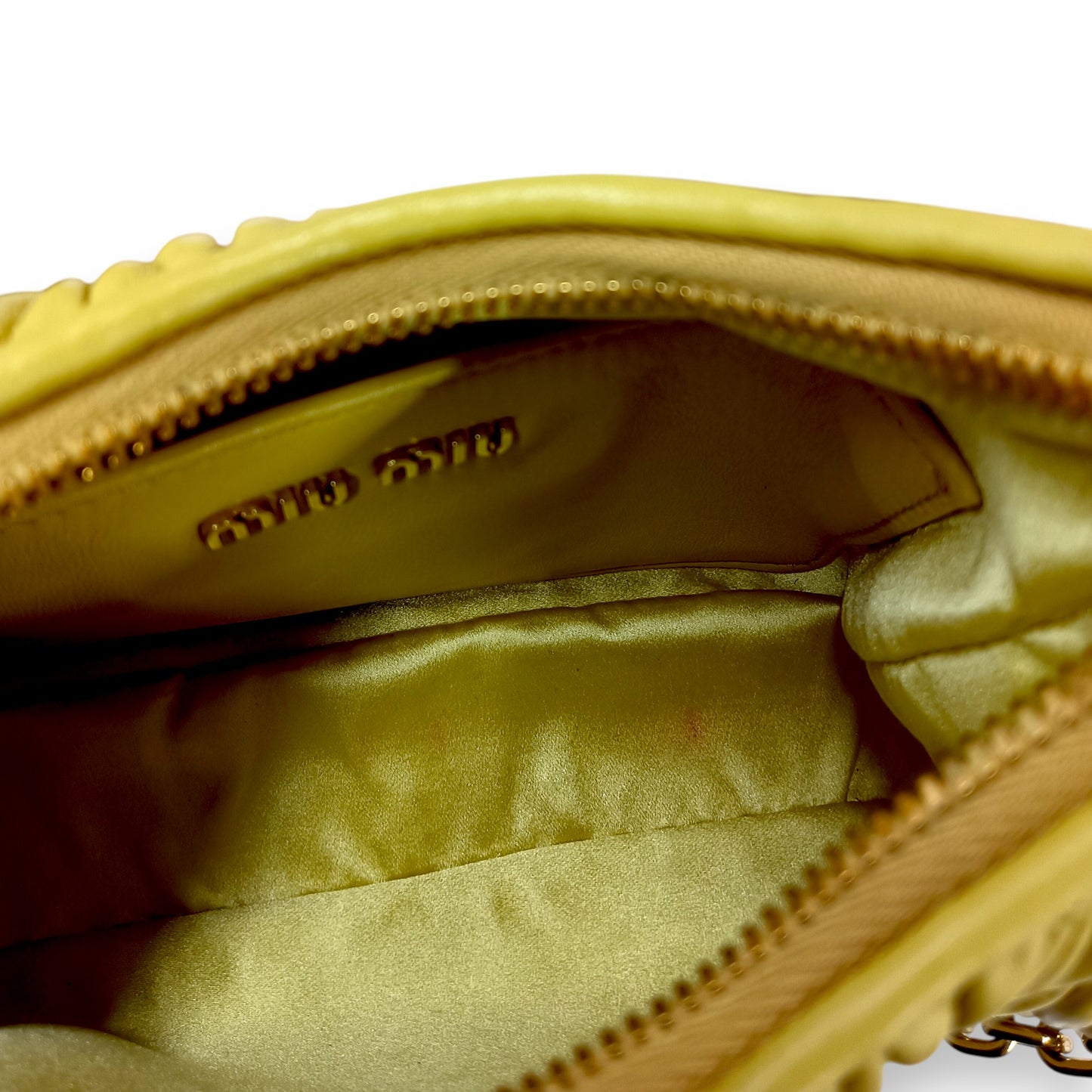 MIU MIU 2WAY Bag 5BH211 Rank (B) Yellow * inside Stain Matelasse N
