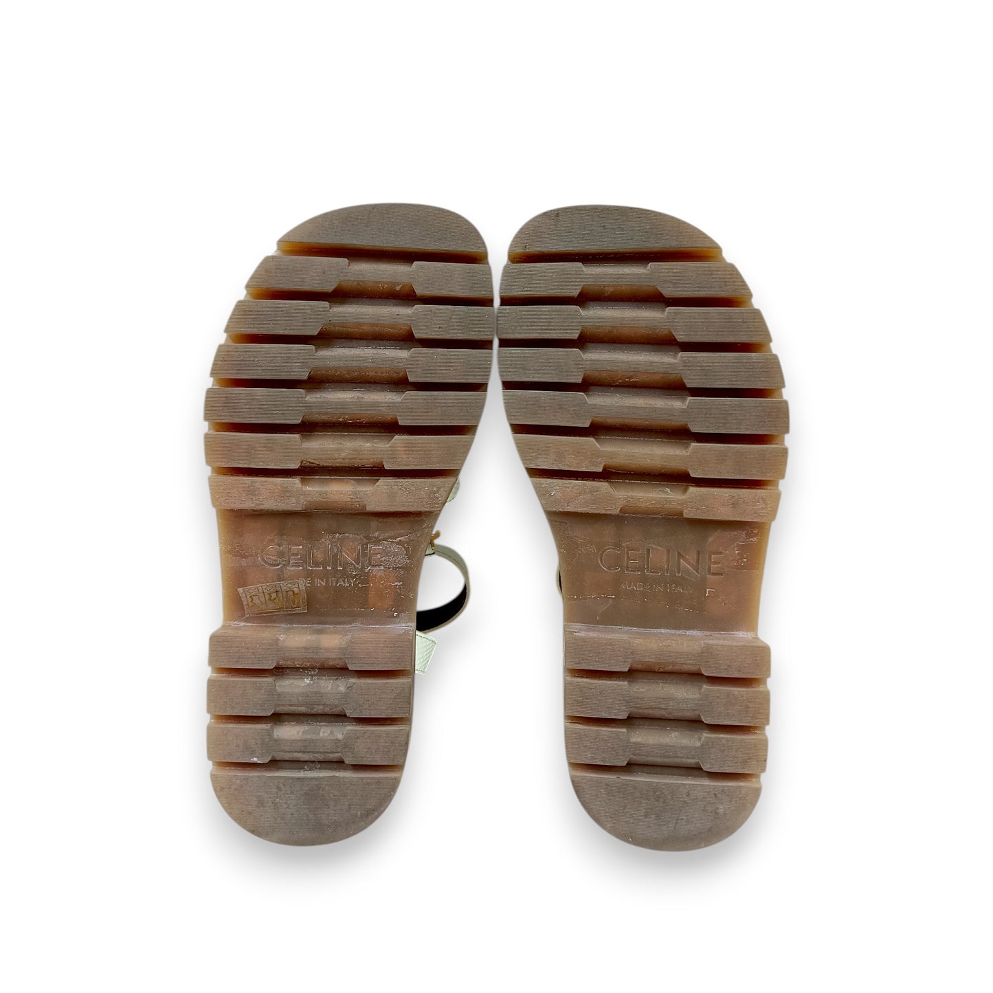 CELINE Sandal 36 Lady's Beige/Brown Rank (B) Stain BF1203