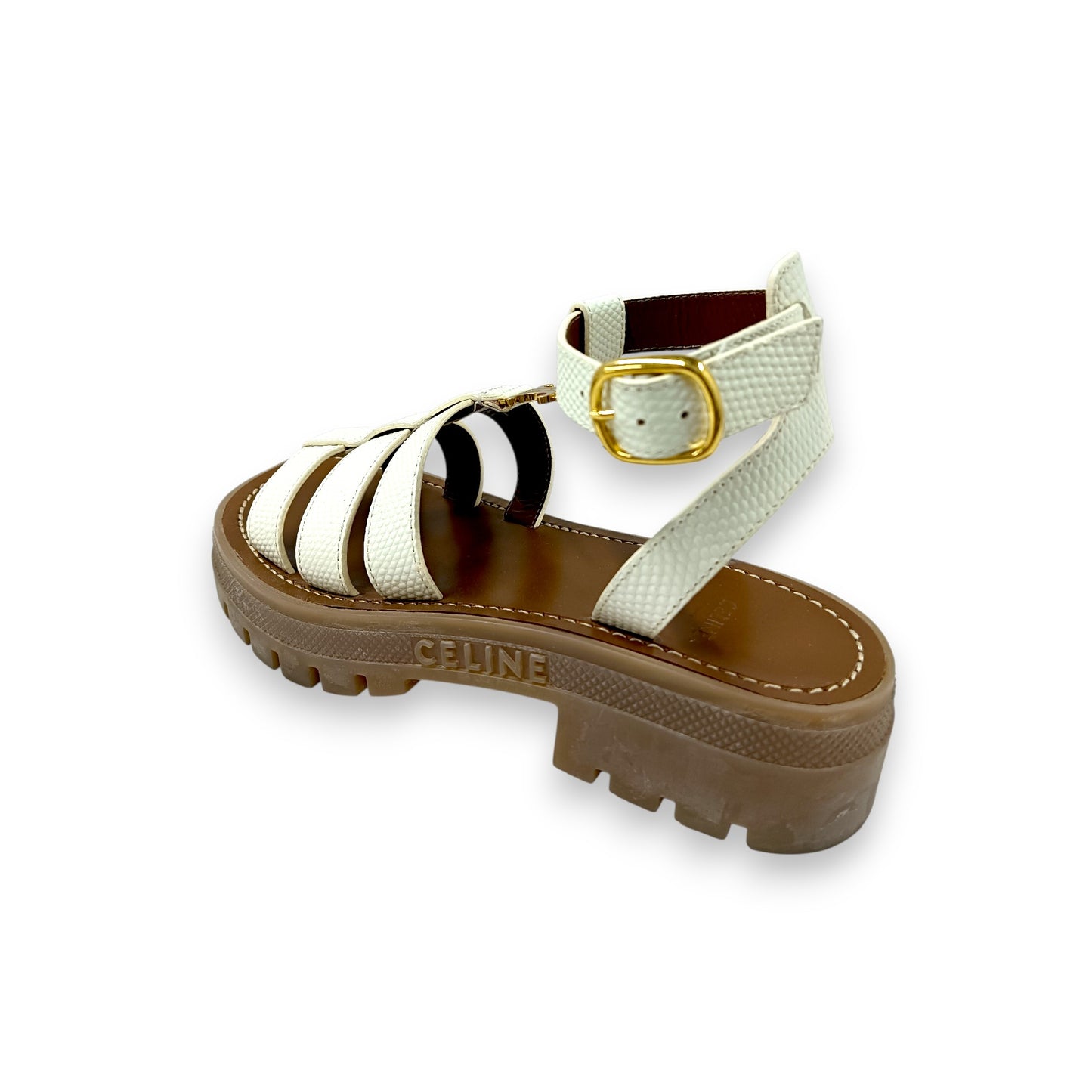 CELINE Sandal 36 Lady's Beige/Brown Rank (B) Stain BF1203