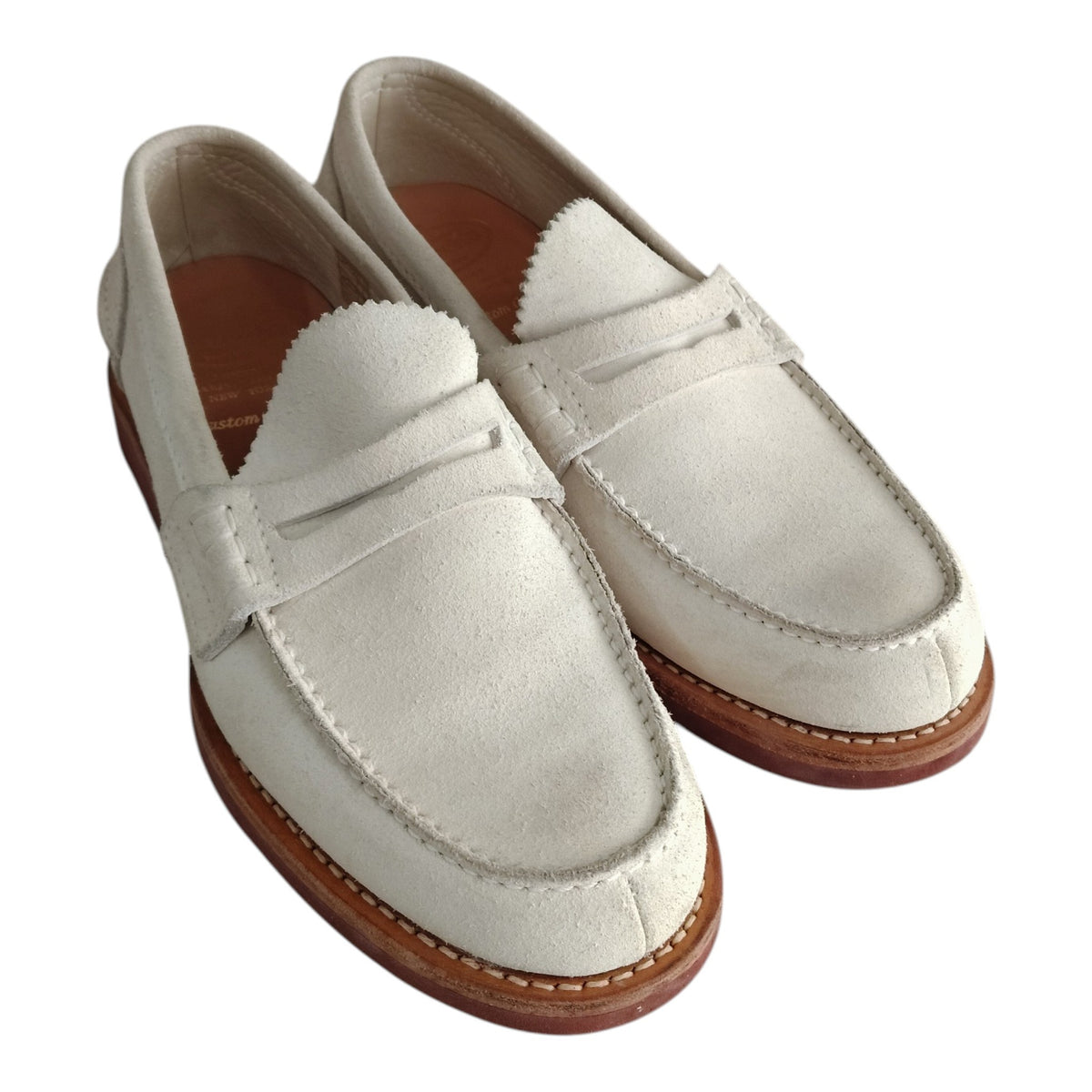 CHURCH'S Leather Shoes Size 8 1/2 Mens Ivory/Brown Rank B Stain