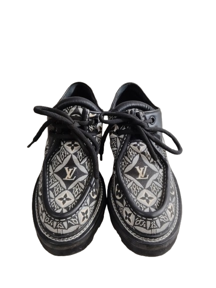 Louis Vuitton Loafers 38 MA0270 Lady's Black and White Rank B Stain
