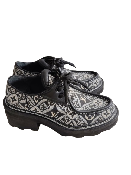 Louis Vuitton Loafers 38 MA0270 Lady's Black and White Rank B Stain