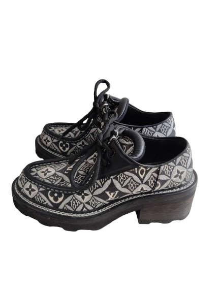 Louis Vuitton Loafers 38 MA0270 Lady's Black and White Rank B Stain