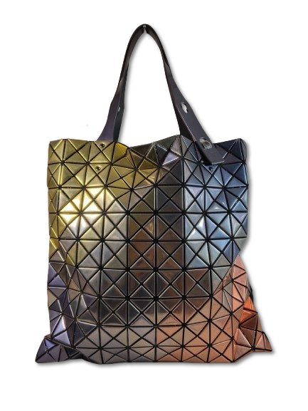 BAO BAO ISSEY MIYAKE TOTE BAG BB08-AG832 RANK B SILVER AND GOLD