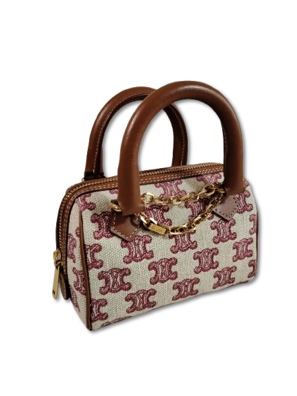 CELINE 2WAY BAG 10P042EUP.04LU RANK B BEIGE AND BROWN STAIN