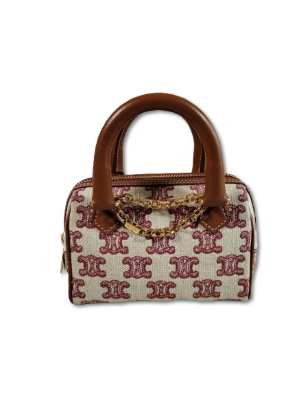 CELINE 2WAY BAG 10P042EUP.04LU RANK B BEIGE AND BROWN STAIN