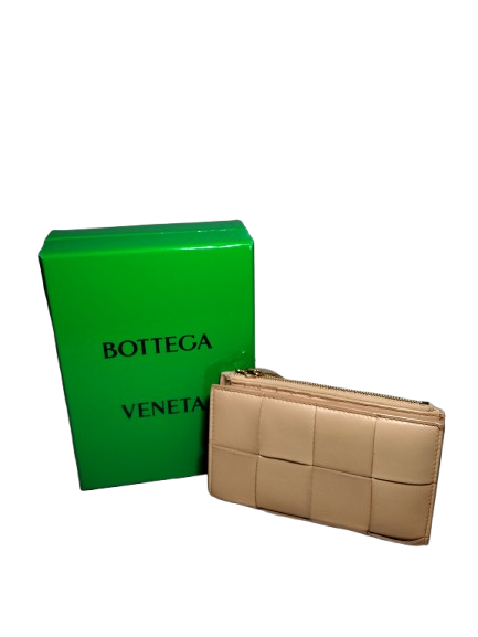 BOTTEGA VENETA WALLET RANK B BEIGE STAIN P02338504W CASSETTE SMALL BI-FOLD WALLET