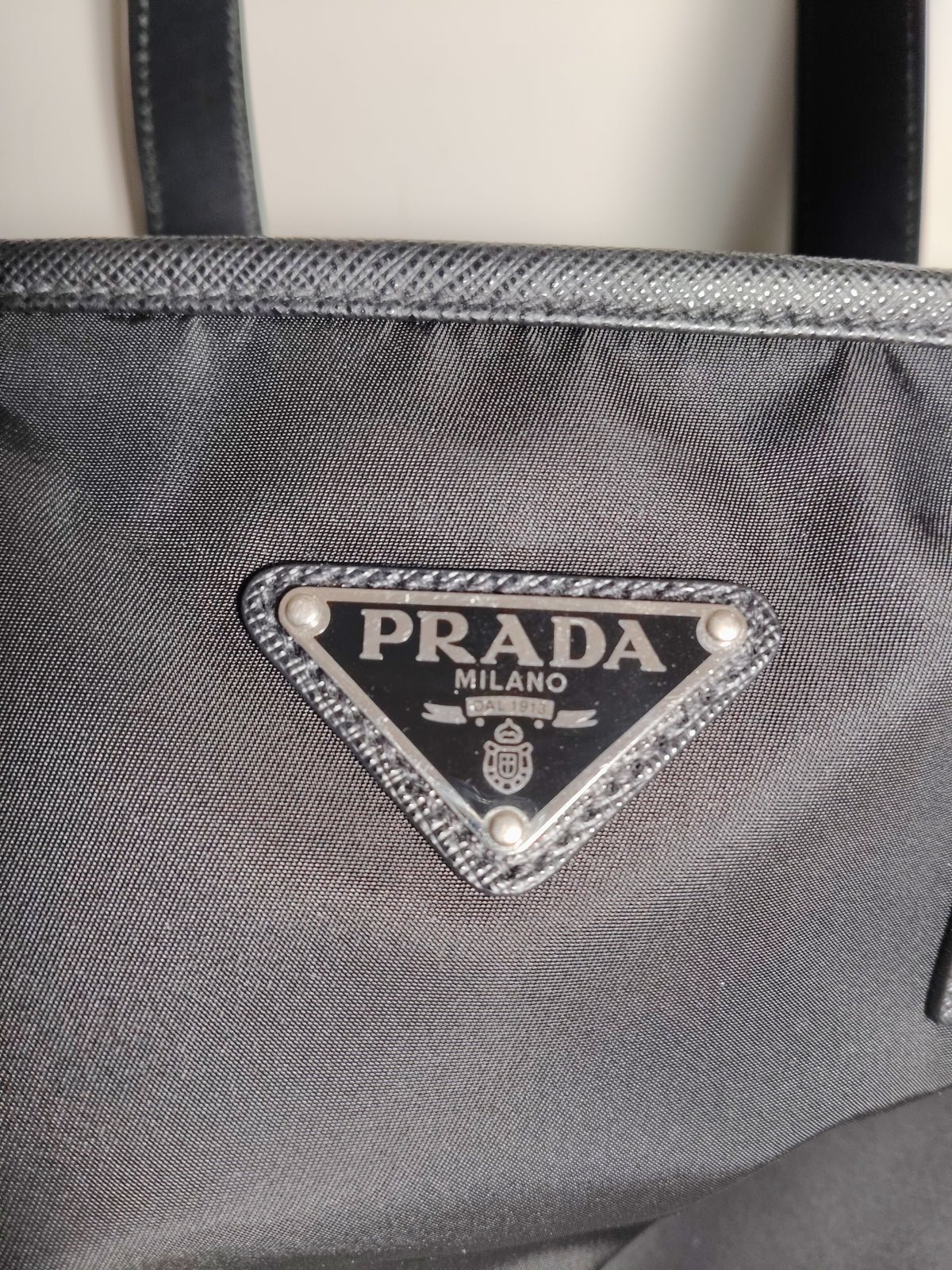 PRADA TOTE BAG RANK B BLACK SCRATCH NFC RE-NYLON AND SAFFIAO