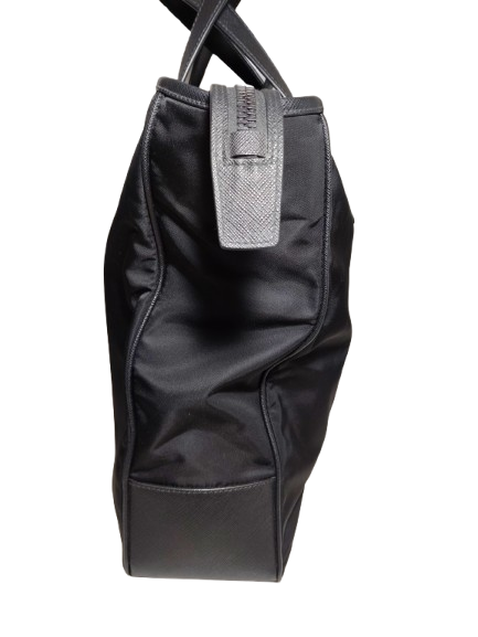 PRADA TOTE BAG RANK B BLACK SCRATCH NFC RE-NYLON AND SAFFIAO
