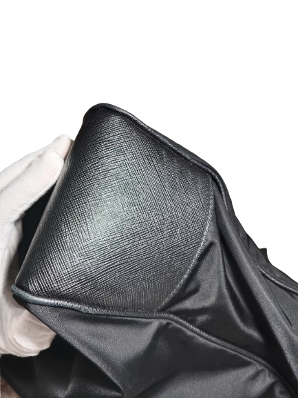 PRADA TOTE BAG RANK B BLACK SCRATCH NFC RE-NYLON AND SAFFIAO