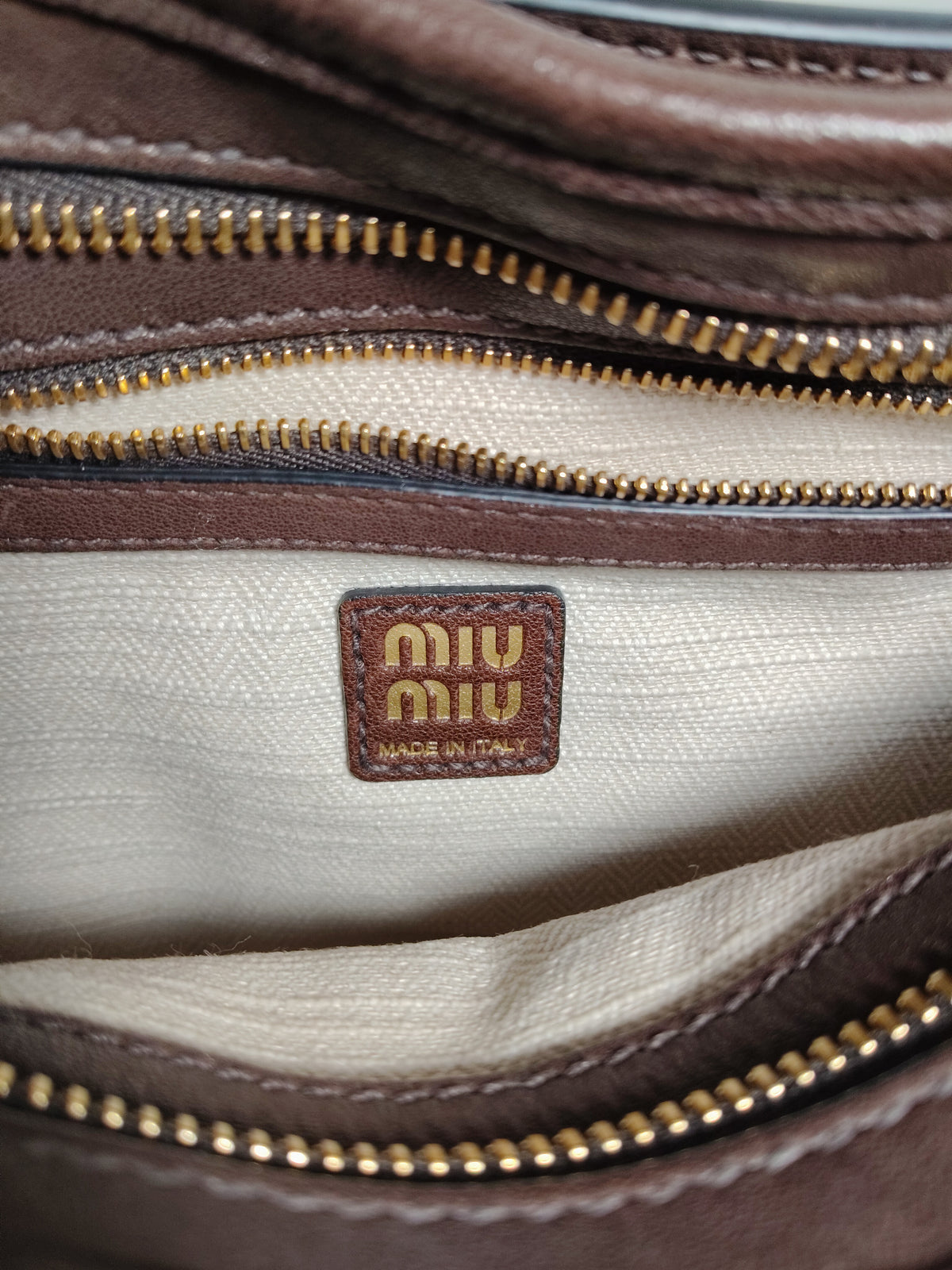 MIU MIU HANDBAG RANK B 5BC182 BROWN STAIN NAPPA AVIATOR