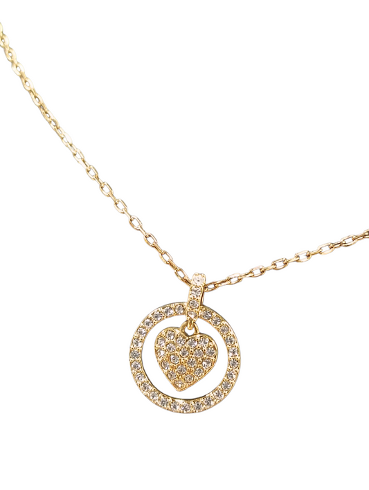 SWAROVSKI Necklace Gold GENUINE HEART Rank B