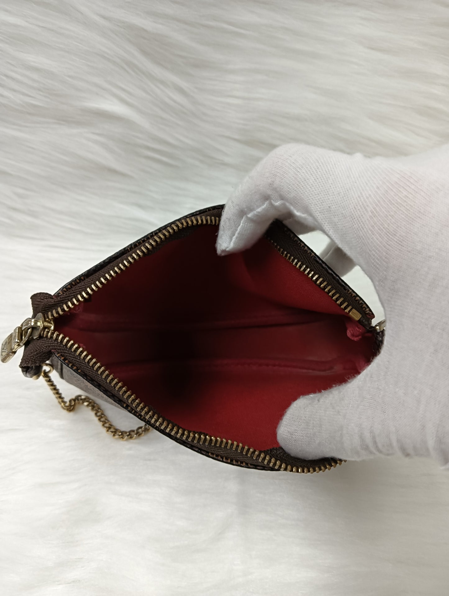 LOUIS VUITTON HandBag Damier Pochette N58009 Brown SF4184 (Rank B)