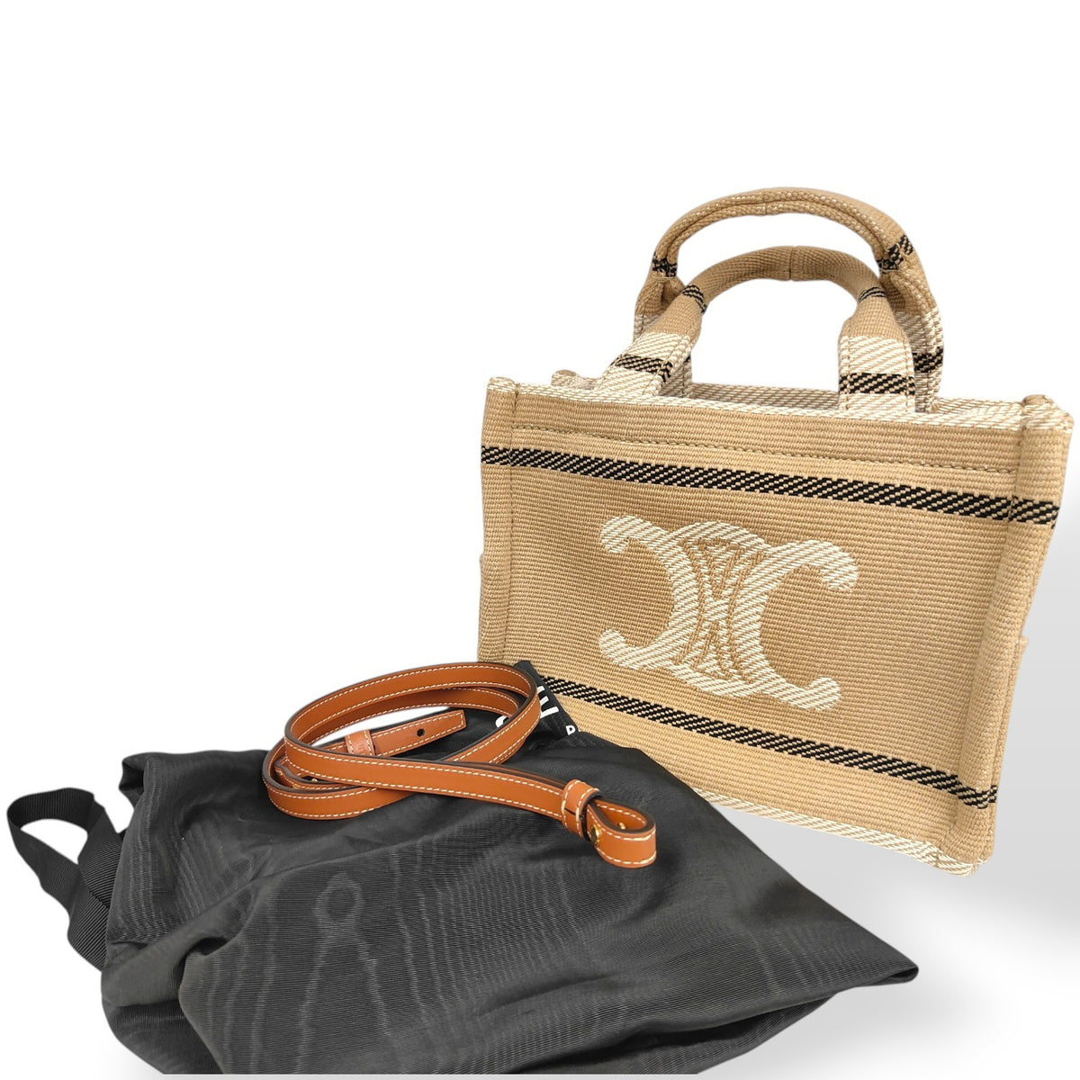 CELINE 2WAY Bag Small Cabas 199162FV2.02BL Beige And Black U-GA-2214 Rank(A)