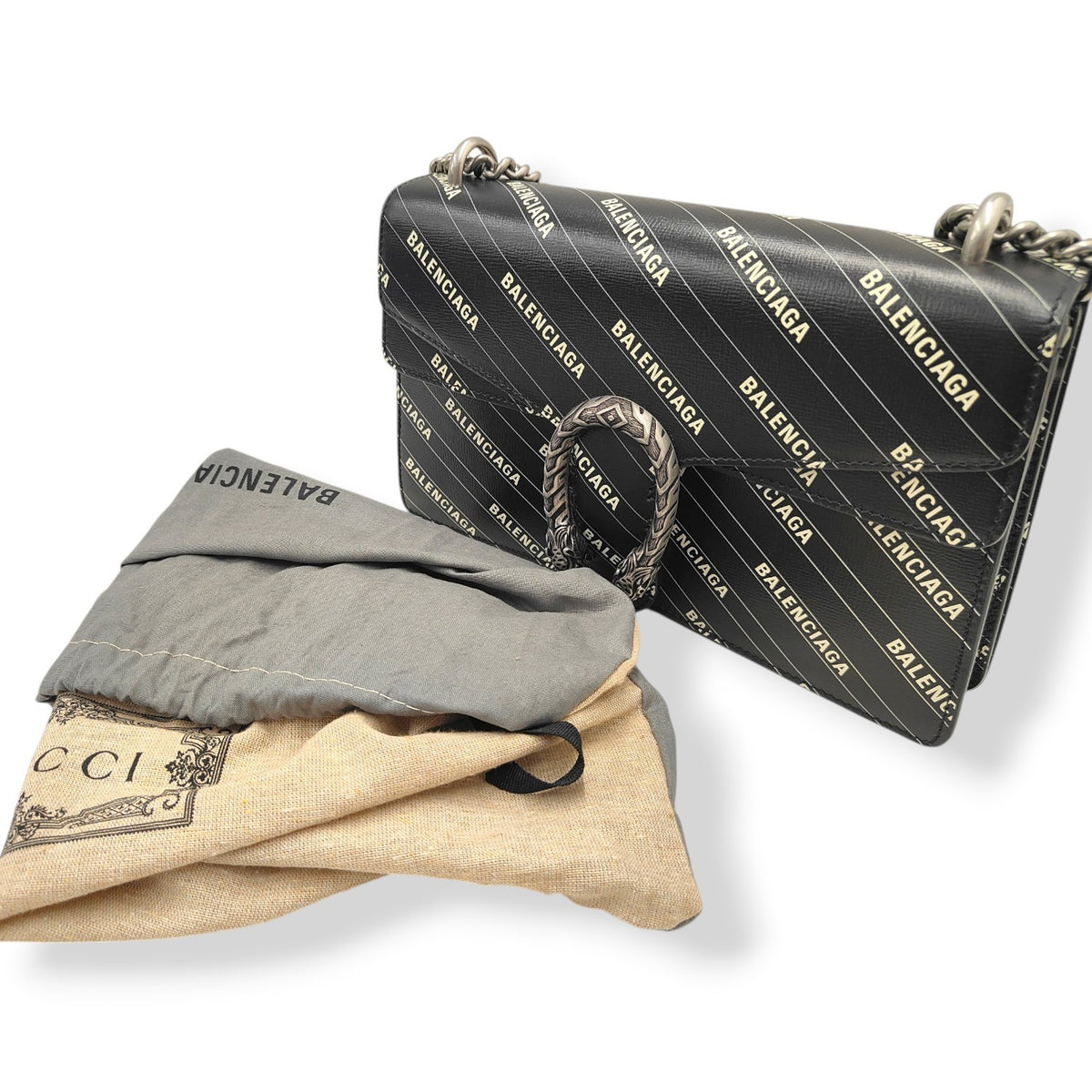 GUCCI X BALENCIAGA Chain Shoulder Bag 400249 Black and White 520981 The Hacker Project Dionysus Rank(AB)