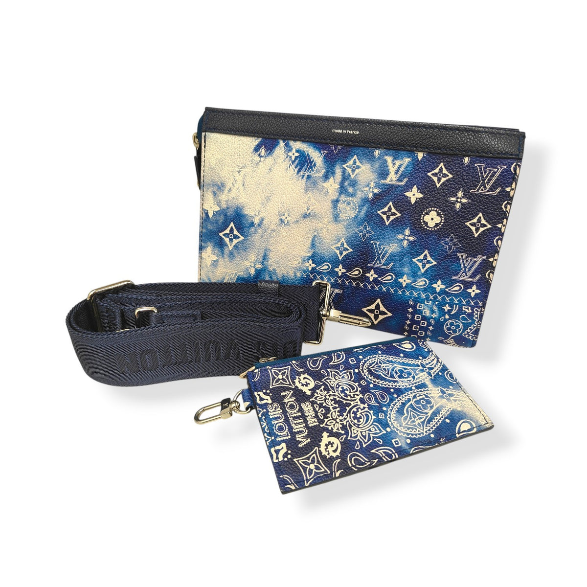 LOUIS VUITTON SHOULDER BAG MONOGRAM M81431 BLUE AND WHITE NFC BANDANA GASTON'S RANK(A)