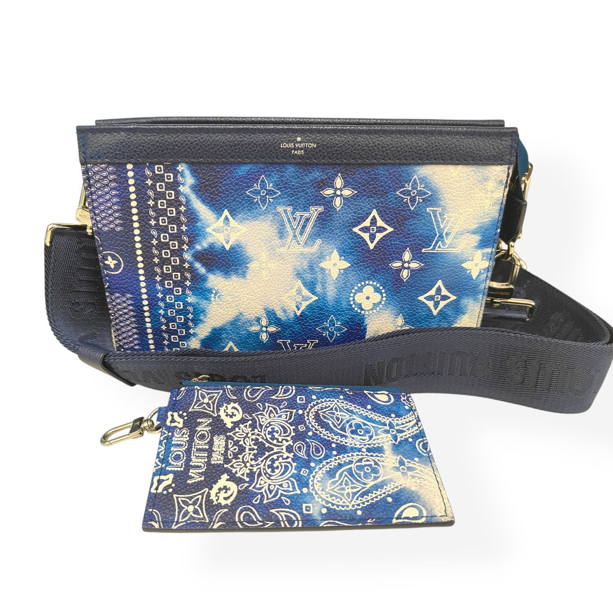 LOUIS VUITTON SHOULDER BAG MONOGRAM M81431 BLUE AND WHITE NFC BANDANA GASTON'S RANK(A)