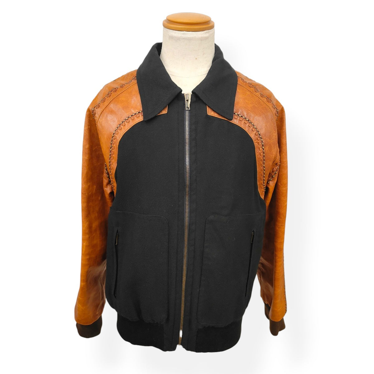 ROBERTO CAVALLI JACKET  MENS BLACK/BROWN  DAMAGE/STAIN CUZ462V RANK (B)