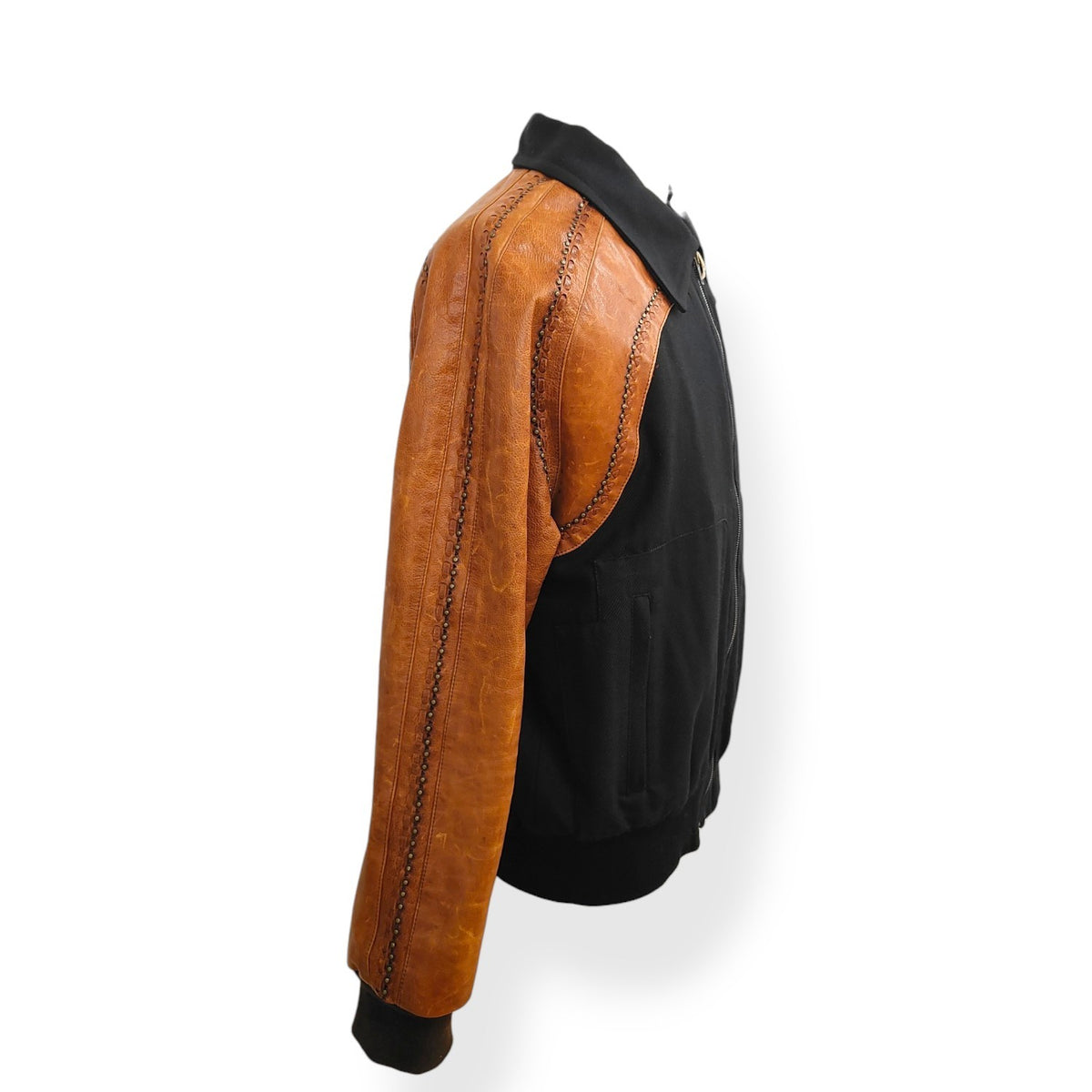 ROBERTO CAVALLI JACKET  MENS BLACK/BROWN  DAMAGE/STAIN CUZ462V RANK (B)