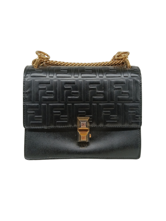 FENDI Shoulder Bag KAN I 8M0381 Black*Gold Scratch 198 0189