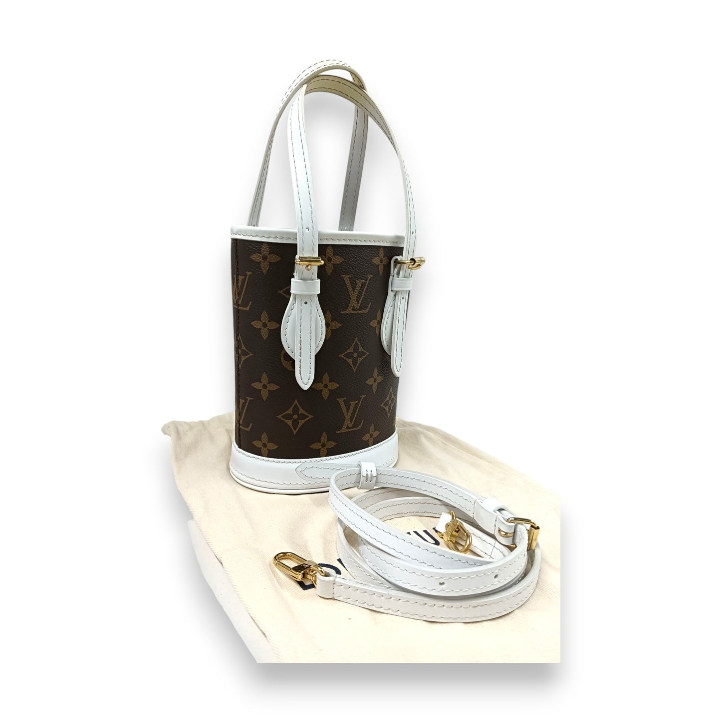 LOUIS  VUITTON Shoulder Bag Monogram M81489 Rank(AB) Brown/White NFC Nano Bucket