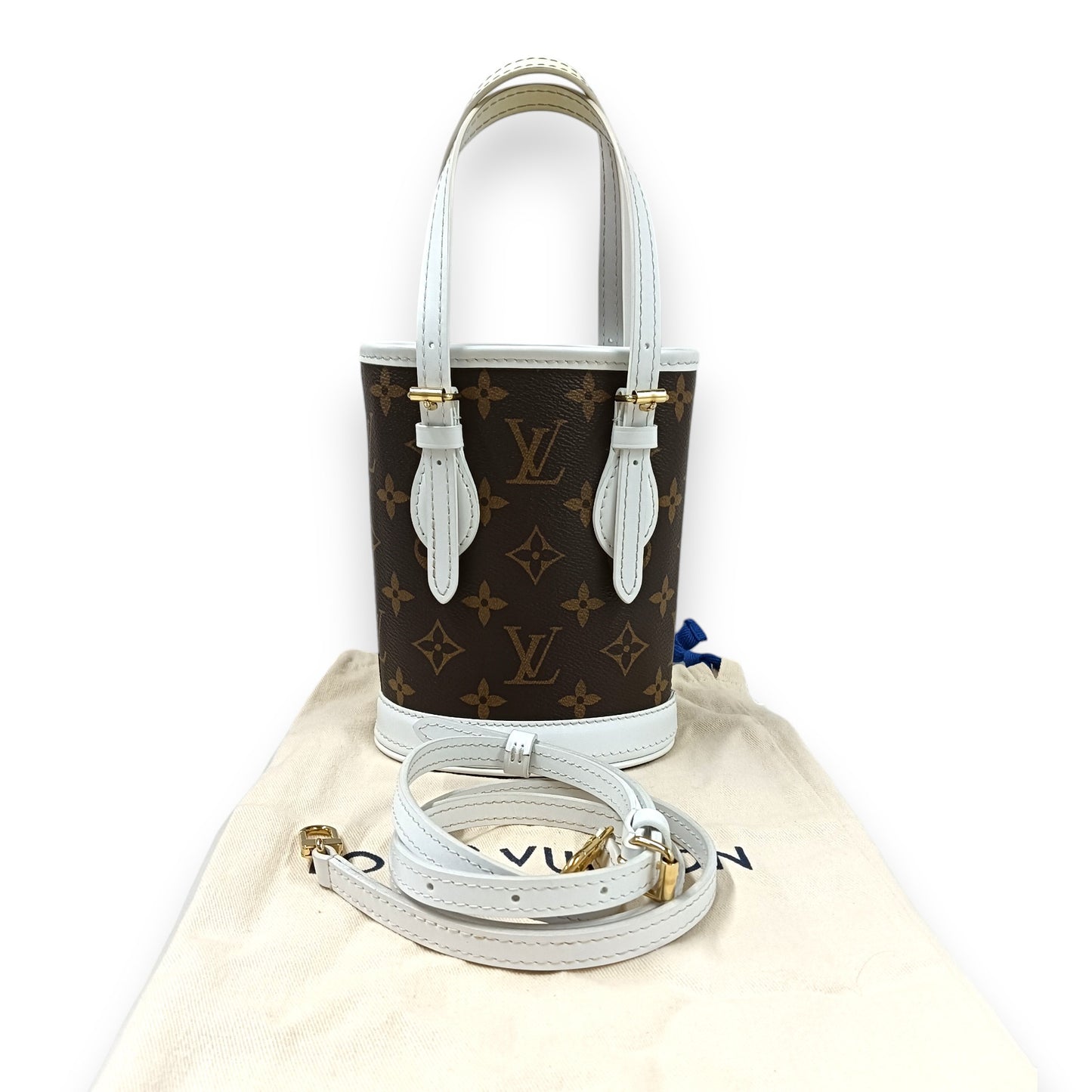 LOUIS  VUITTON Shoulder Bag Monogram M81489 Rank(AB) Brown/White NFC Nano Bucket
