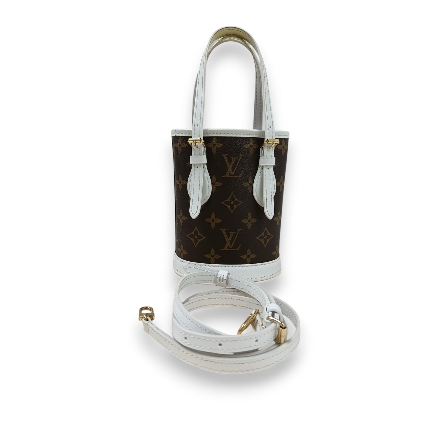 LOUIS  VUITTON Shoulder Bag Monogram M81489 Rank(AB) Brown/White NFC Nano Bucket