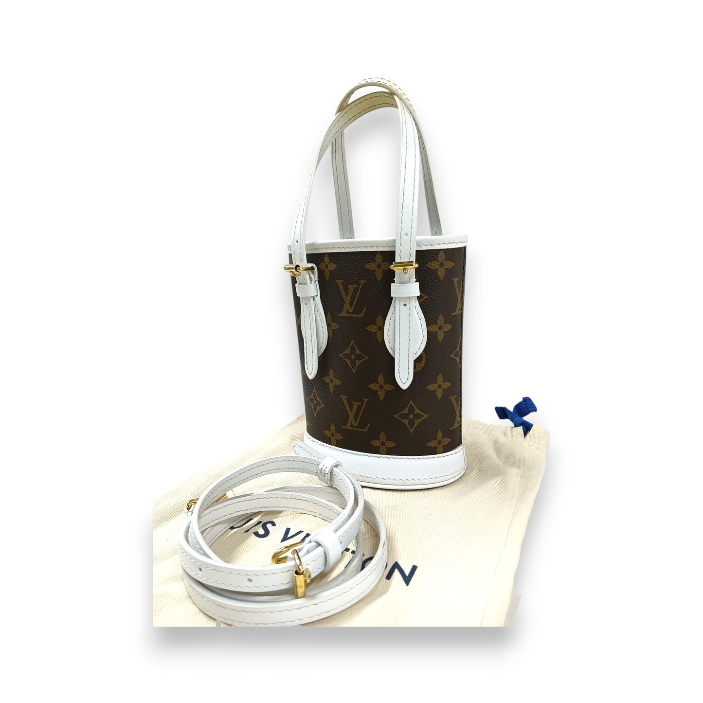 LOUIS  VUITTON Shoulder Bag Monogram M81489 Rank(AB) Brown/White NFC Nano Bucket