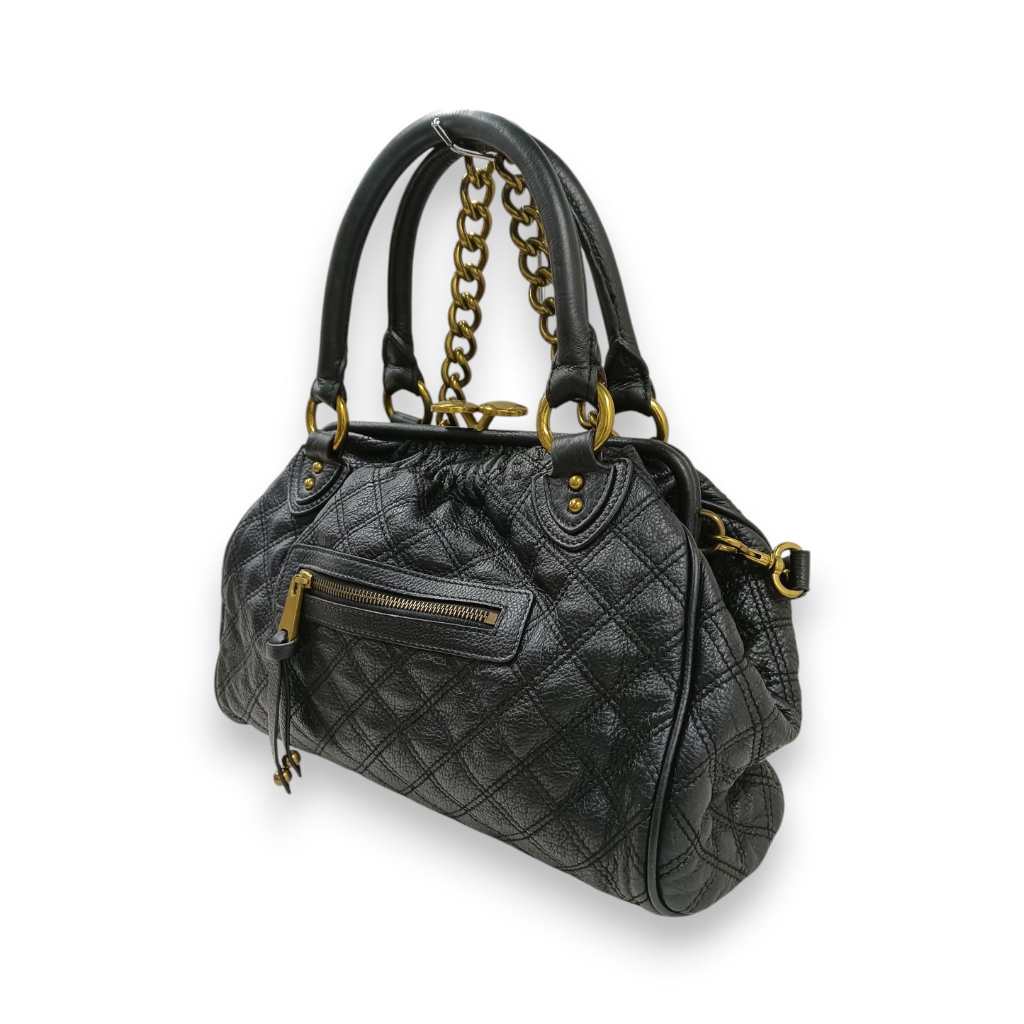 MARC JACOBS 2WAY Bag Quilted Leather Stam Bag Rank (B) Black Scratch F05 610