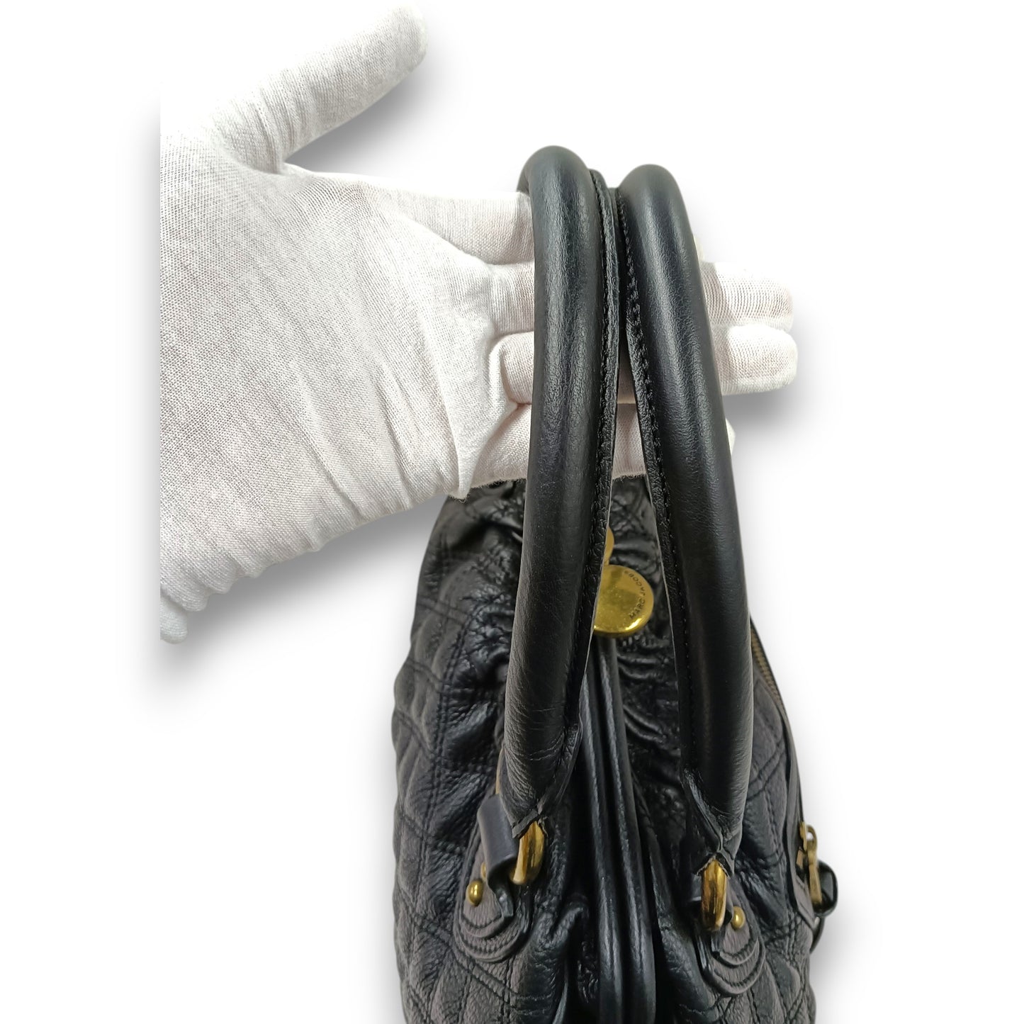 MARC JACOBS 2WAY Bag Quilted Leather Stam Bag Rank (B) Black Scratch F05 610