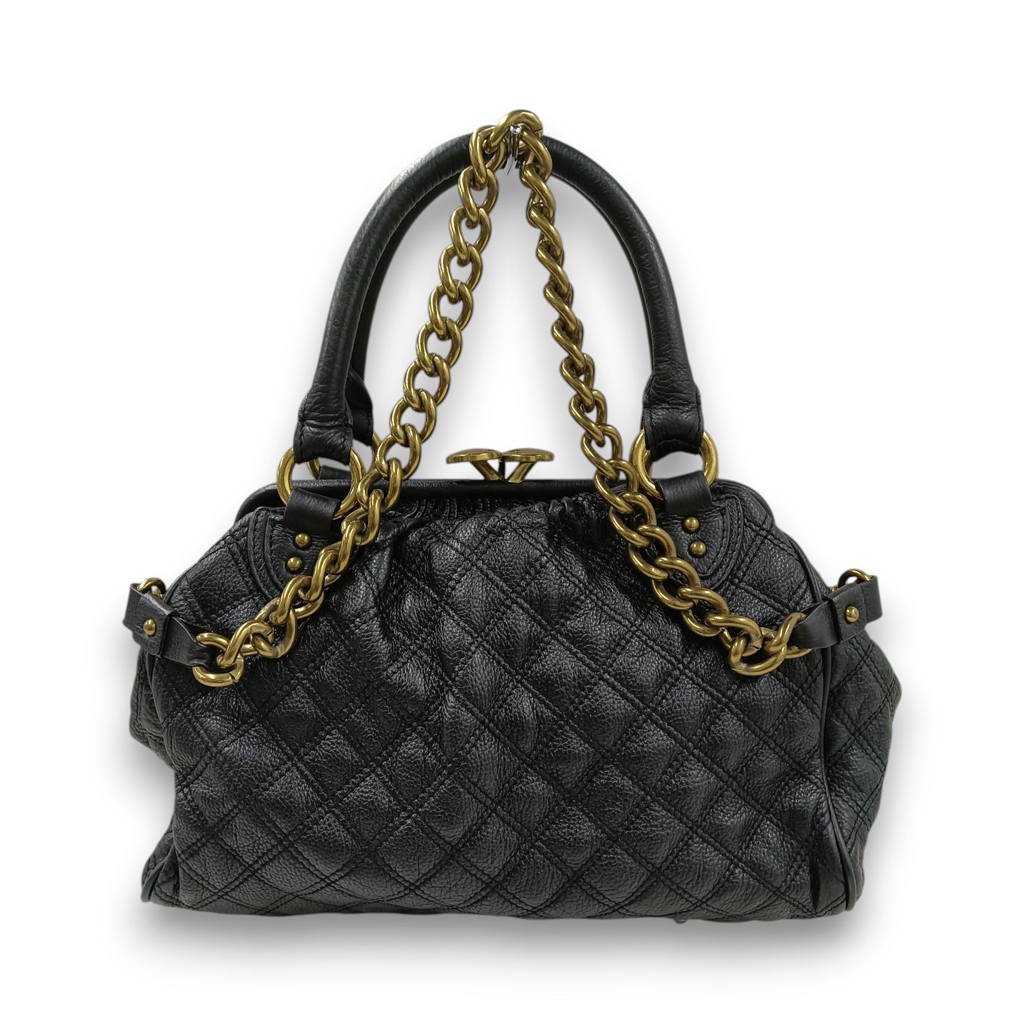 MARC JACOBS 2WAY Bag Quilted Leather Stam Bag Rank (B) Black Scratch F05 610