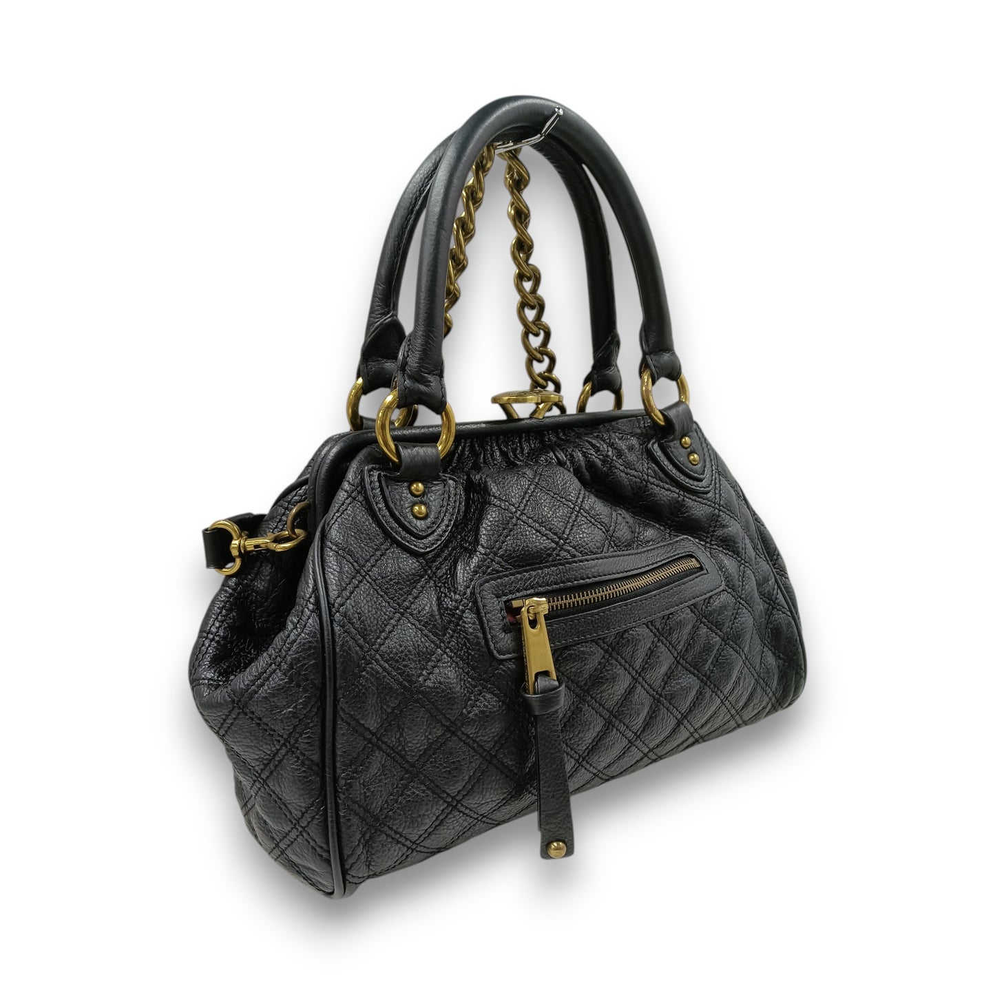 MARC JACOBS 2WAY Bag Quilted Leather Stam Bag Rank (B) Black Scratch F05 610
