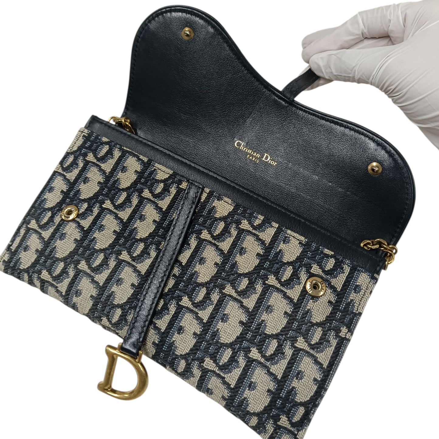 Christain Dior Sholder Bag S5614CTZQ Rank (B) Gray with pouch