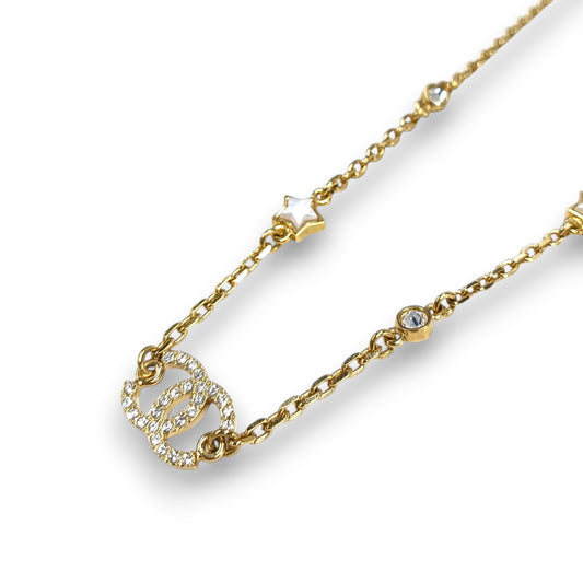 Necklace CHANEL Rank (B) Gold Color Faux Pearl & Strass CC