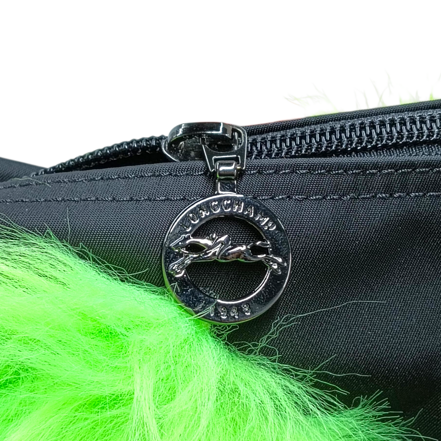 LONGCHAMP Tote Bag L1624JSA 080 Rank (B) Black Jeremy Scott Le Pliage Neon Faux Fur