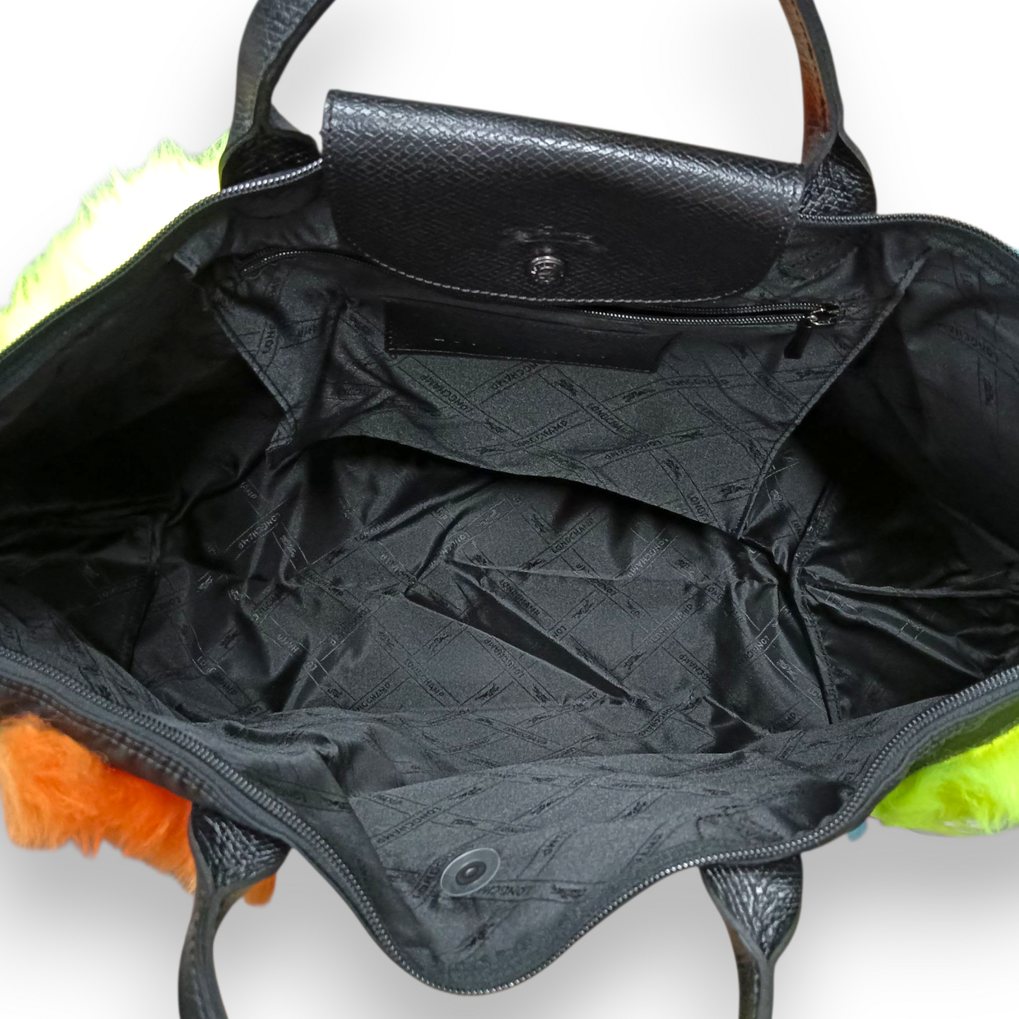 LONGCHAMP Tote Bag L1624JSA 080 Rank (B) Black Jeremy Scott Le Pliage Neon Faux Fur