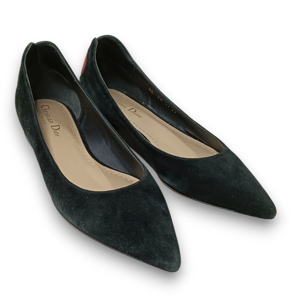 Christian Dior Flat Shoes Size 37 Lady's Black/Red Rank (B) Red Heart