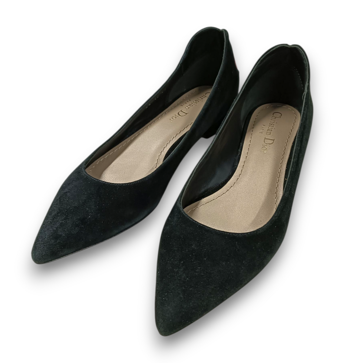 Christian Dior Flat Shoes Size 37 Lady's Black/Red Rank (B) Red Heart
