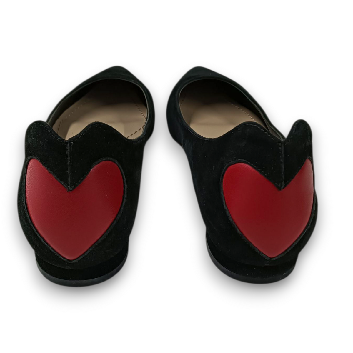Christian Dior Flat Shoes Size 37 Lady's Black/Red Rank (B) Red Heart