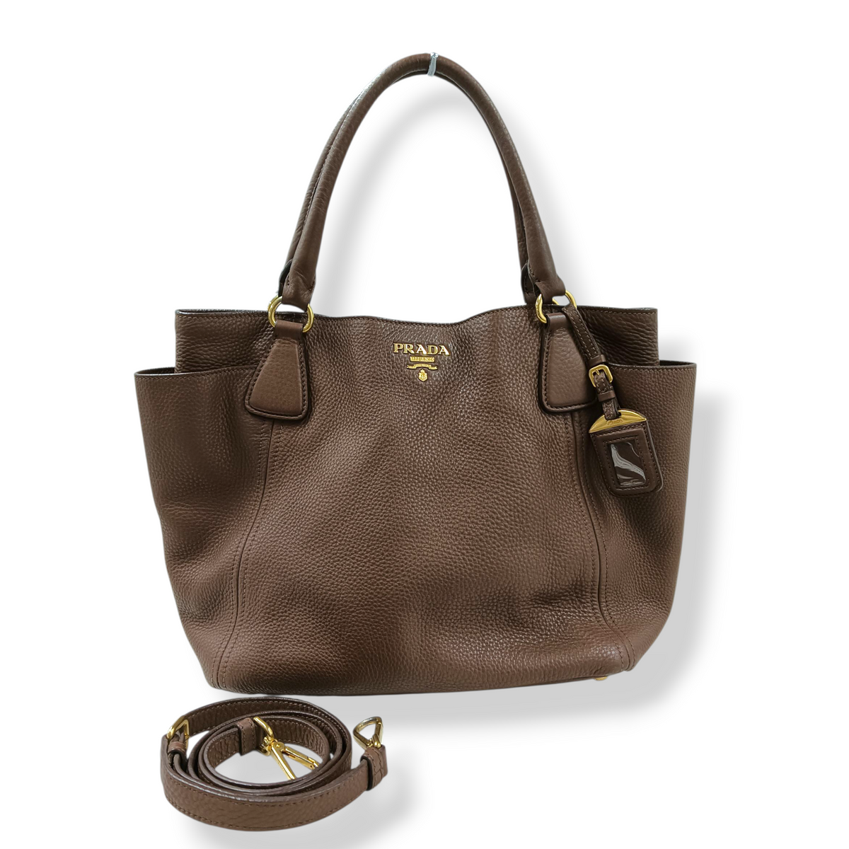 PRADA 2WAY Bag BN2435 Rank (B) Brown 14/H Small Damage