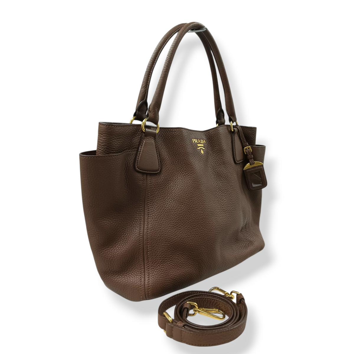 PRADA 2WAY Bag BN2435 Rank (B) Brown 14/H Small Damage
