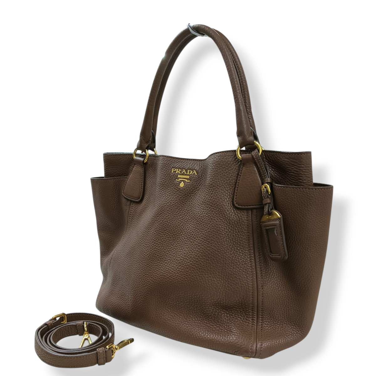 PRADA 2WAY Bag BN2435 Rank (B) Brown 14/H Small Damage