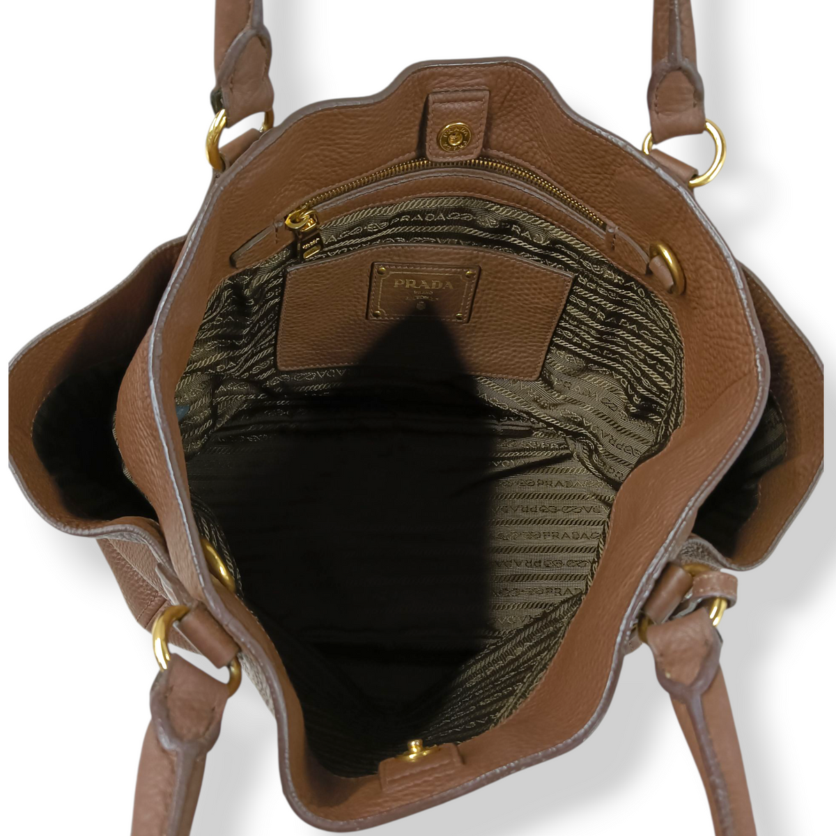 PRADA 2WAY Bag BN2435 Rank (B) Brown 14/H Small Damage