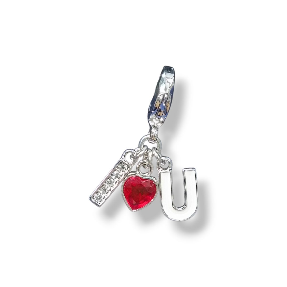 SWAROVSKI KEY RING RANK(A)  SILVER/BEIGE/RED CHARM I LOVE YOU